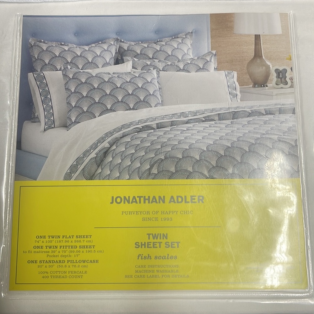 Jonathan Adler fish scales twin sheet set